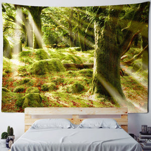 Lichtdurchfluteter Wald 3 - Wandtuch - Wand-Magie