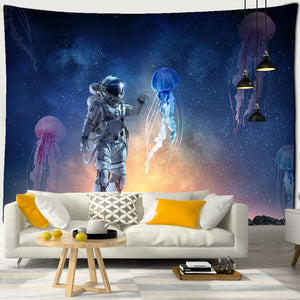Astronaut unter Quallen - Wandtuch - Wand-Magie