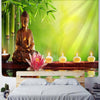 Buddha-Statue mit Bambus, Lotusblume und Kerzen -  - Wand-Magie