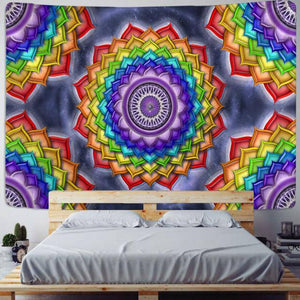 Regenbogen Mandala Wandtuch