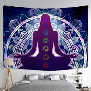 Chakra Meditation Mandala Violett Blau -  - Wand-Magie